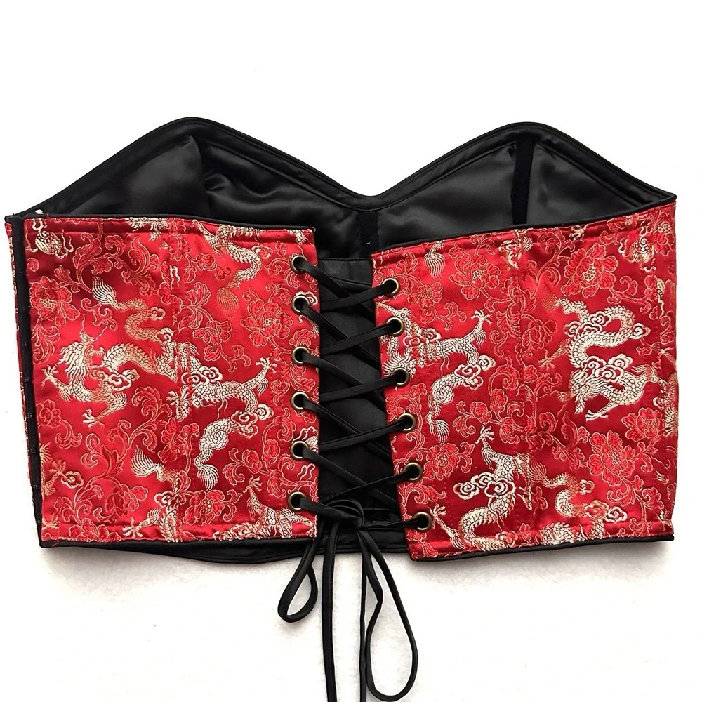 Victoria's Secret M Medium NWT Y2K Vintage Corset Red‎ Gold Dragon Asian Chinese